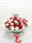 Handbouquet Mawar Putih mix Mawar Merah 100 tangkai di Jakarta Utara